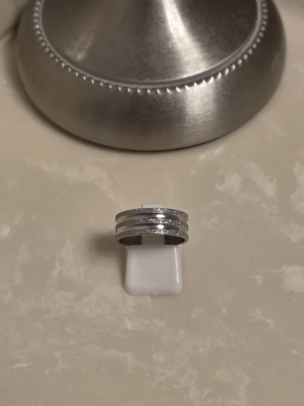 Men's Brushed Silver Textured Ring Band Size 7.5